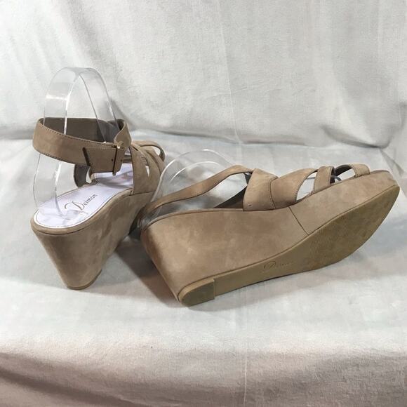 Delman ankle wrap wedges in taupe size 10 M - Picture 7 of 9